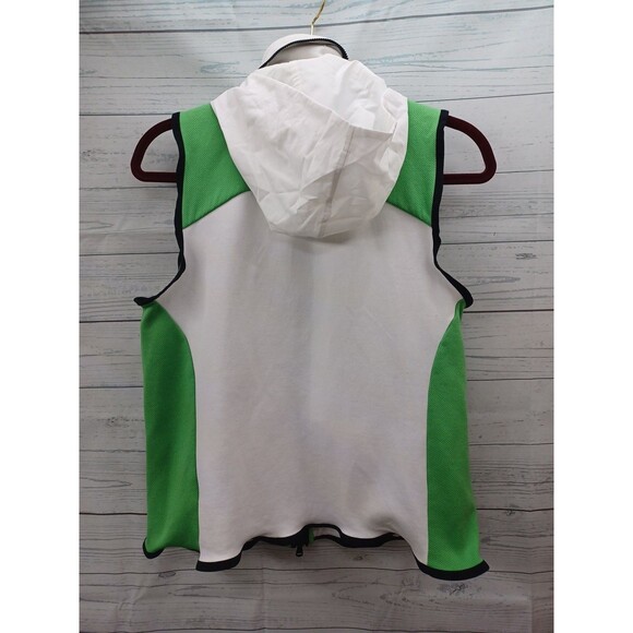 LRL Lauren Active Vest Womens Green White Zip Pockets Hood Fold/Hide In Collar M - Picture 4 of 7